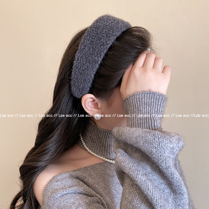 秋冬细毛绒加厚宽边发箍女