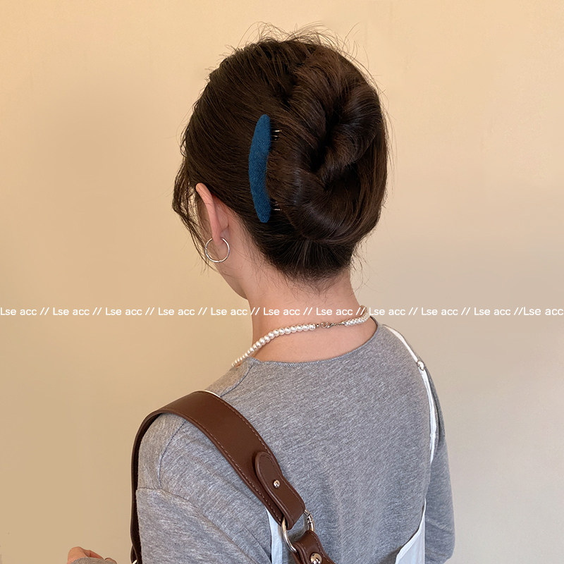 复古毛呢刘海碎发梳发夹女秋冬前额公主头发卡后脑勺碎发整理神器