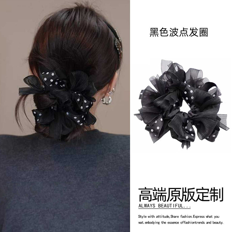 韩系黑色波点大肠发圈女2025新款头花慵懒风头绳高级感丸子头发饰,饰品/流行首饰/时尚饰品新,发饰,淘宝优惠券,粉丝福利购,淘宝优惠卷
