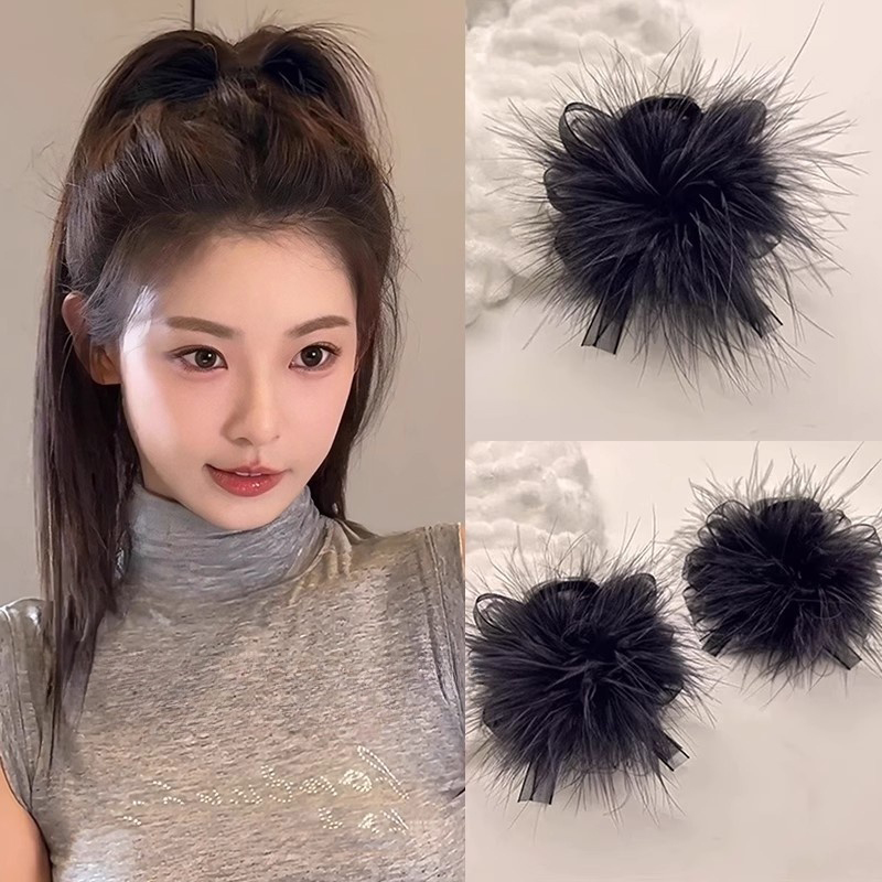 高马尾固定神器黑色羽毛抓夹