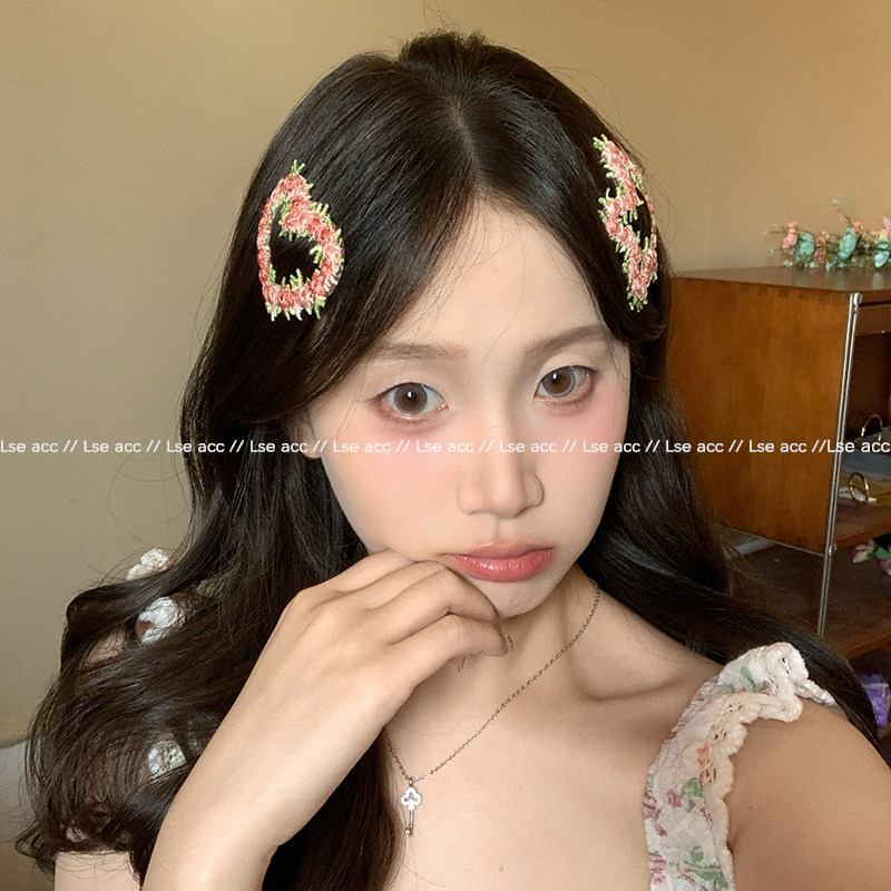 甜美粉色花朵星星发夹