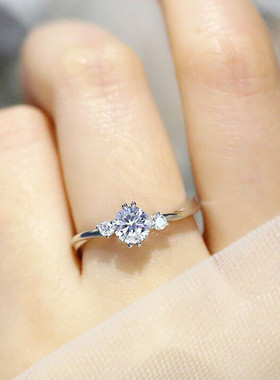 福大生钻石戒指女70分60分 新款正品结婚求婚钻戒爪镶手饰女戒