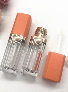 新品！个性高端桔色四方形唇釉管 DIY爱心唇彩分装瓶子9ml满包邮