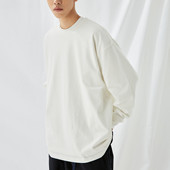 NORYBRAND重磅绒感舒适260G圆领长袖 打底T恤新疆棉男女宽松百搭