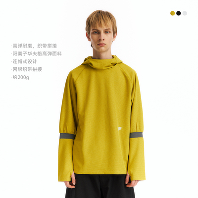 NORYBRAND 男女同款连帽卫衣春夏网眼华夫格纤薄透气运动休闲长袖