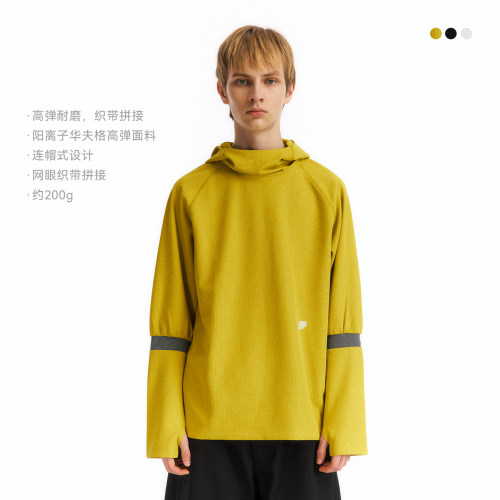 NORYBRAND 男女同款连帽卫衣春夏网眼华夫格纤薄透气运动休闲长袖