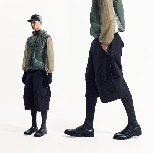 NORYBRAND 弯刀廓形面包袋七分裤 休闲大口袋设计感cleanfit短裤