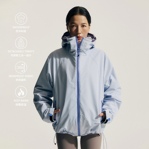 NORYBRAND 秋冬可拆卸三合一户外防水加绒外套夹克大衣保暖徒步