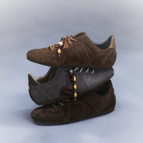 NORYBRAND 美拉德复古麂皮绒哑光薄底德训鞋休闲运动鞋子男女