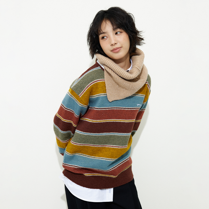 NORYBRAND长袖毛衣圆领彩条