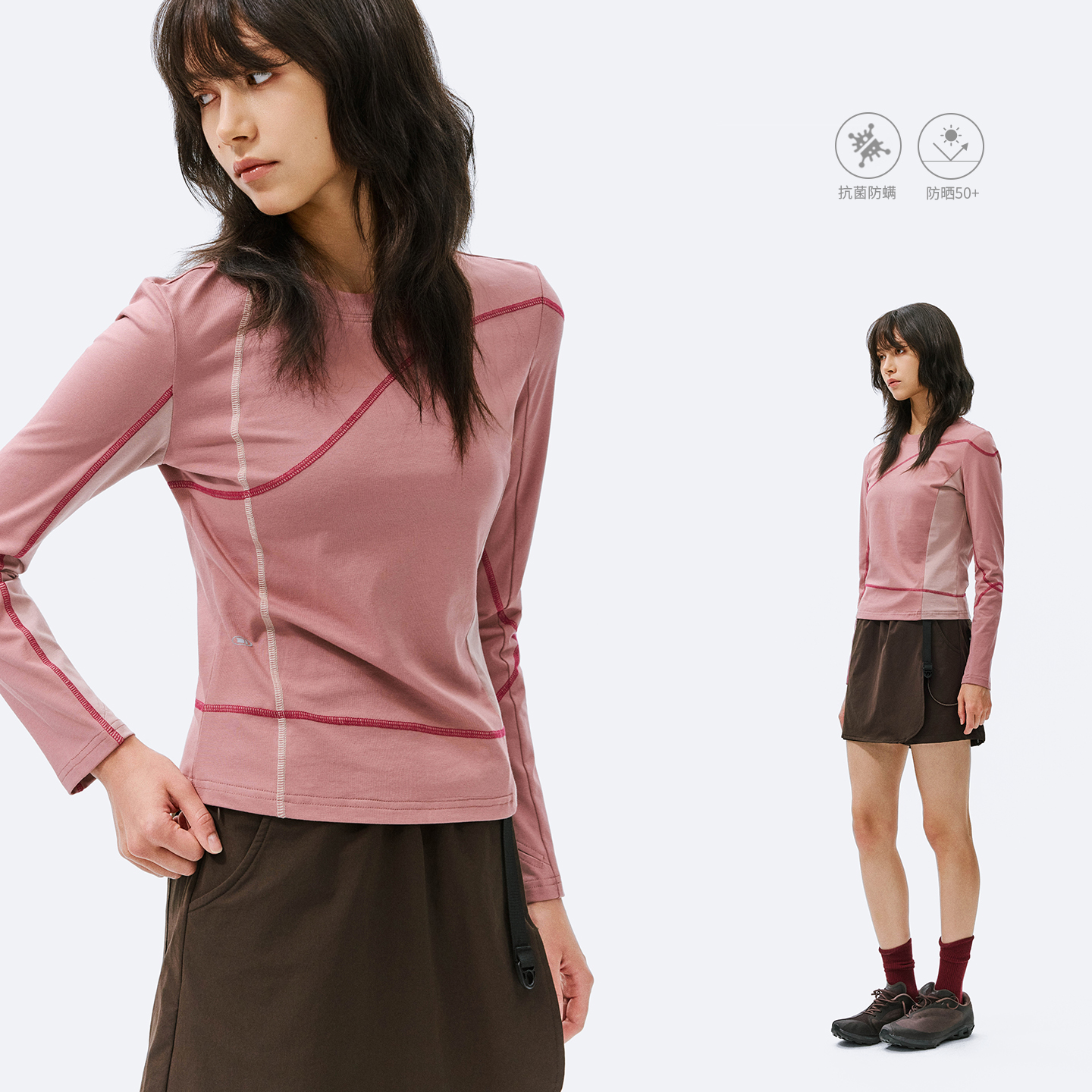 NORYBRAND运动户外 洄游双色哈苏线拼色运动长袖