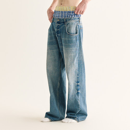 NORYBRAND复古1980S水洗直筒宽松cleanfit牛仔裤 休闲长裤vintage