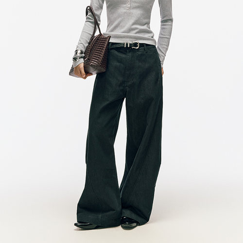 NORYBRAND「王牌弯刀3.0+原色牛仔」结构抽褶廓形弯刀牛仔长裤