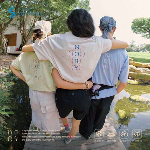 NORYBRAND  凉感棉系列-薄荷索罗娜-缤纷括弧印花休闲短袖夏季T恤