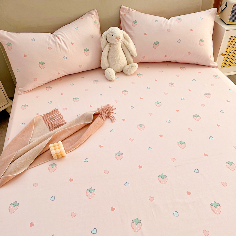 粉色女生可爱床单单件100全棉被单学生宿舍单人枕套1.2三件套
