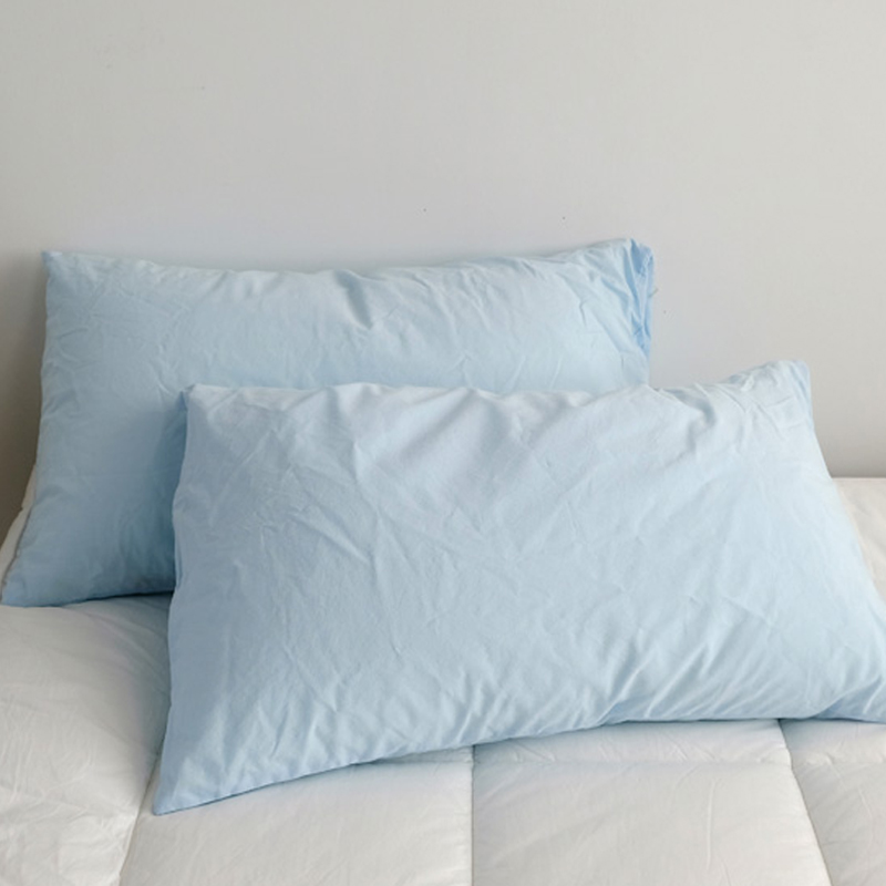 现货速发水洗棉枕套一对装100全棉蓝色风单人枕头套双人枕芯内胆