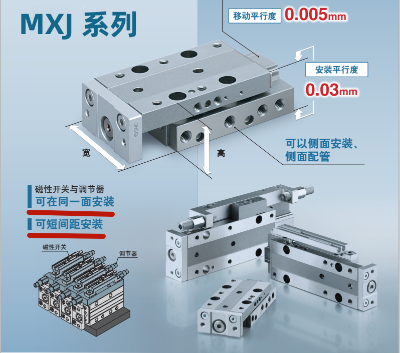 气动滑台MXJ4.5-4/6-8-12-16-5/10/15/20/25/30-40-50-CS-CT/N-P