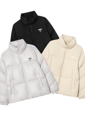 阿伦777 Guess韩国潮牌25FW新款印花logo鸭绒保暖男女羽绒服宽松