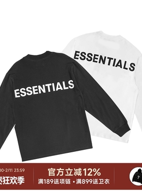 阿伦777 Fear Of God FOG Essentials 19FW反光3M字母长袖T恤男