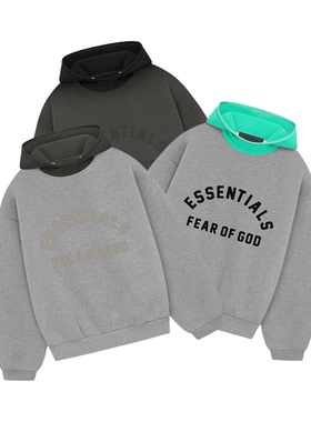 阿伦777 Fear of God Essentials 24SS圆弧拼色连帽加绒卫衣帽衫
