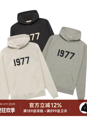 阿伦777 Fear of God Essentials 22SS植绒1977套头卫衣连帽衫男