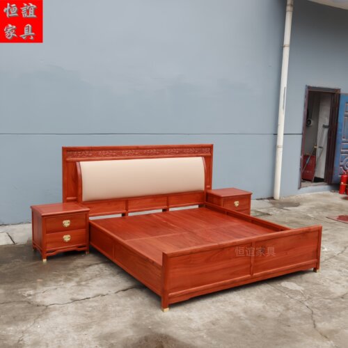 缅甸花梨木双人床实木家具