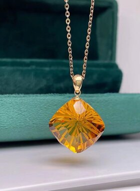 烟花黄水晶耳环18k金项链吊坠