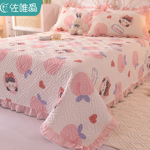 公主风全棉纯棉床盖2023新款床单儿童三件套夹棉榻榻米床铺盖炕盖