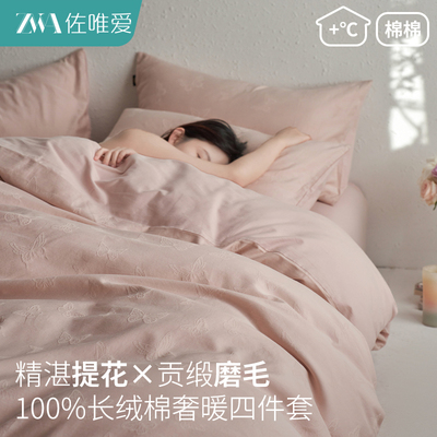 高级A类磨毛提花亲肤纯棉四件套