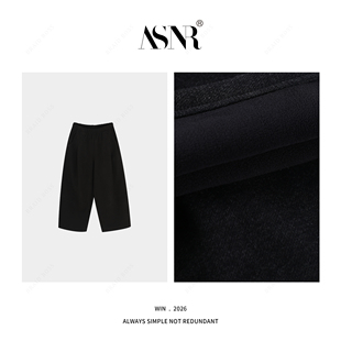 BRAID 裤长85 加厚女款醋酸羊毛松紧腰九分裤 5B91