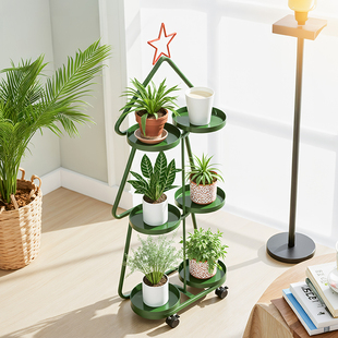 阳台花架子多层置物架铁艺植物摆放花盆托架可移动客厅落地式花架