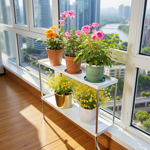 阳台加宽花架窄窗台延伸板2025新款铁艺落地式台面置物架扩展架子