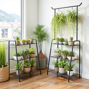 2025新款铁艺花架置物架阳台靠墙轻奢高级感落地多层植物摆放架子