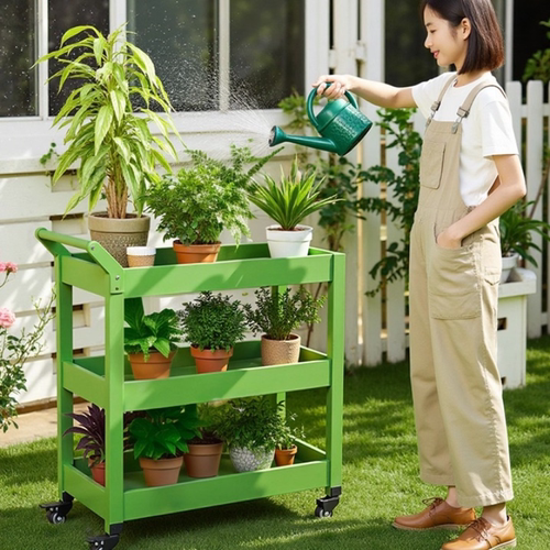 实木小推车花架子防水防晒可移动