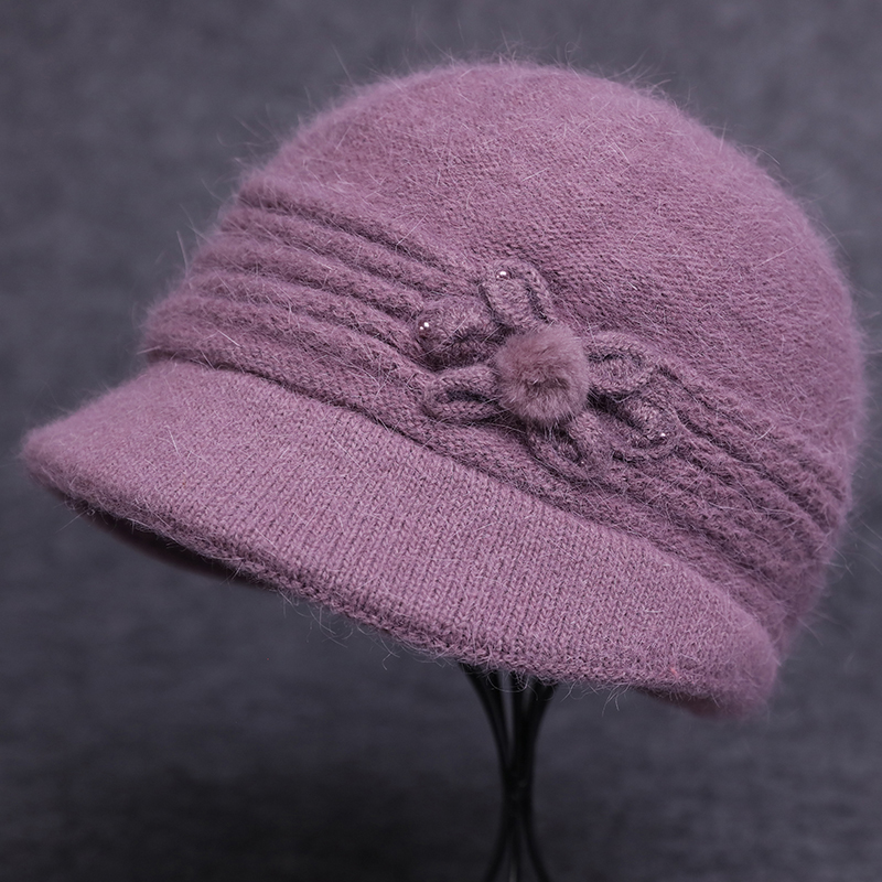 中老年人帽子女冬季保暖毛线帽