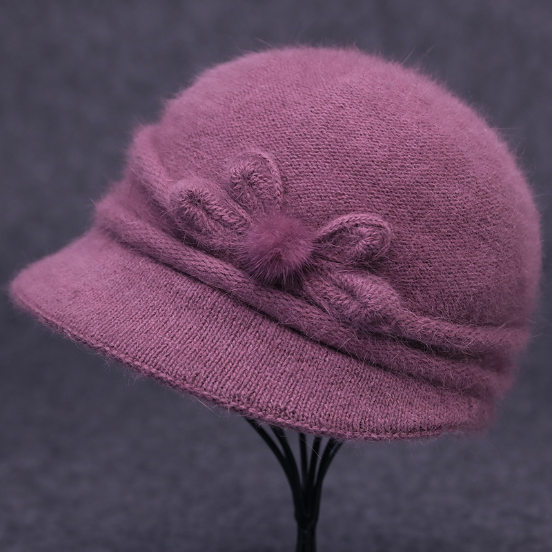 中老年人帽子女冬季保暖毛线帽