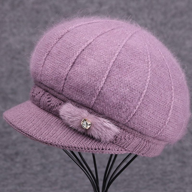 中老年人冬季加绒保暖毛线帽