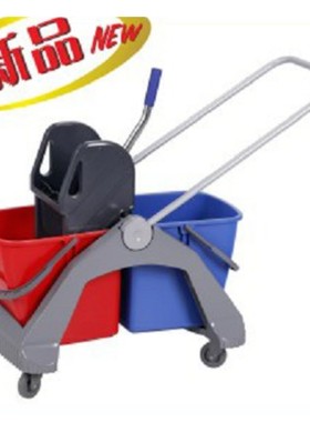 白云AF08092榨水车双桶60L挤拖把水桶家用挤水桶酒店清洁车