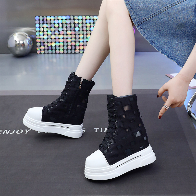 14厘米增高帆布鞋16厘米网纱增高