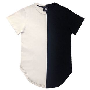 可定制春潮黑白配拼接撞色短袖t恤男女圆领情侣嘻哈跳街舞T SHIRT