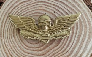 复古 美式 印第安 装 咔叽 哈雷胸针纯铜质地 饰配饰 双翅头