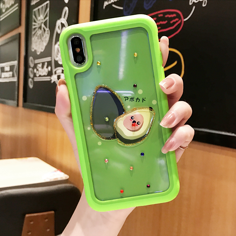 7p手机壳水钻牛油果iphoneXSMAX苹果X手机壳卡通8plus可爱XR少女12-01新券