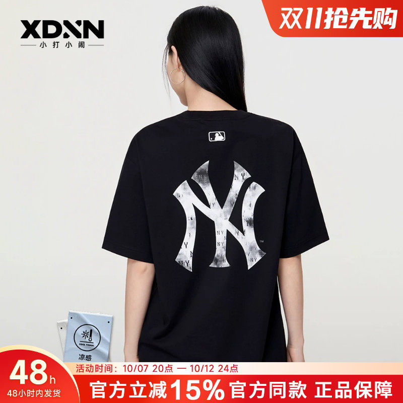 【季末清仓】MLB 26秋季官方同款宽松男女仿牛仔背标短袖T恤TSM06