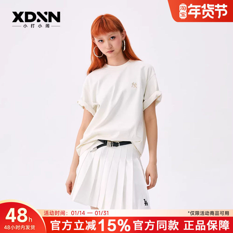 MLB 25秋季KARINA同款官方正品黑色短袖男女情侣半袖休闲T恤TSB02,运动服/休闲服装,运动T恤,淘宝优惠券,粉丝福利购,淘宝优惠卷