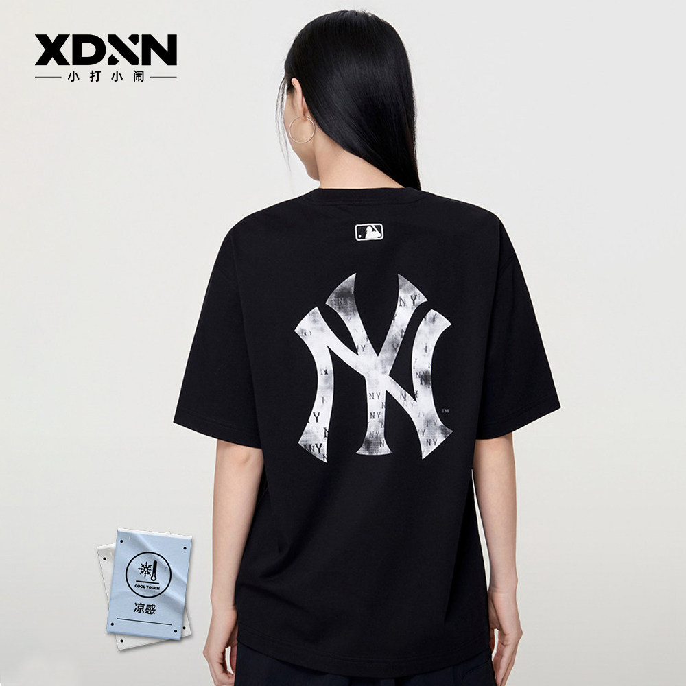 MLB宽松仿牛仔背标短袖T恤图片