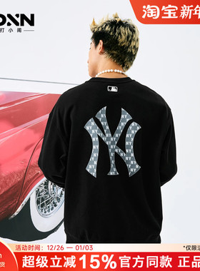 MLB秋季卫衣男宽松运动休闲时尚老花情侣圆领套头女长袖内搭MTM08