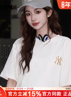 MLB 26春季马年限定男女同款字母印花宽松短袖休闲圆领T恤TSQ02