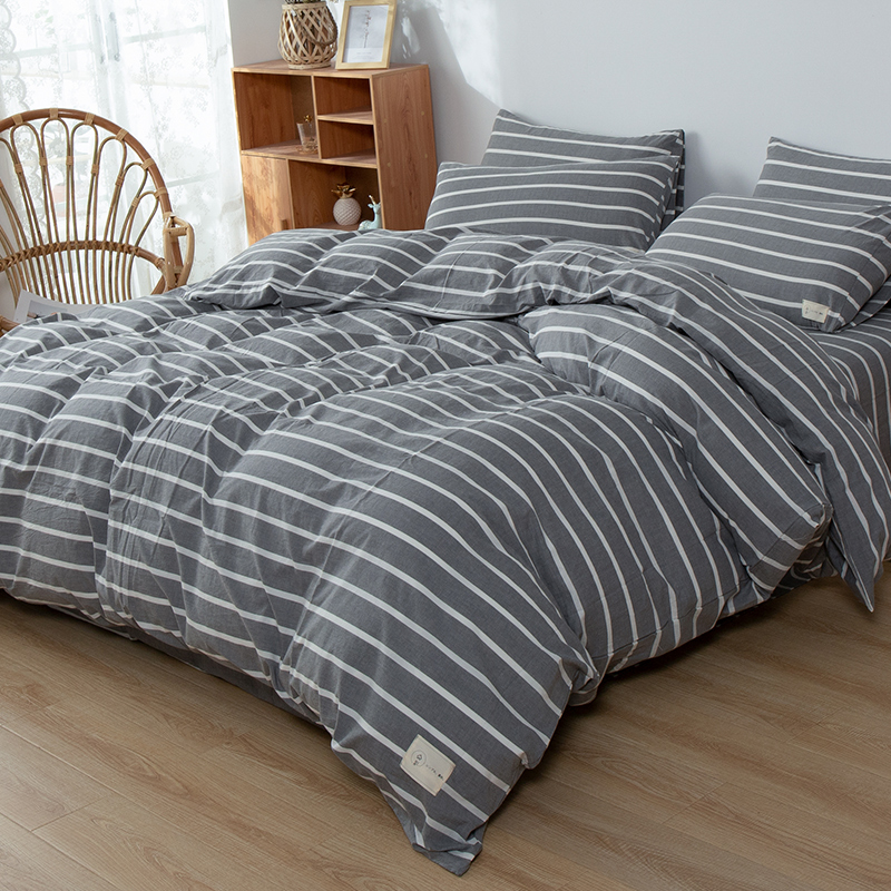 九九韻純棉色織水洗棉被套日系A