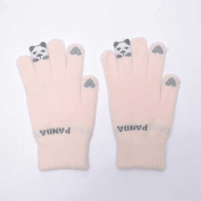 BEAR THICKENED WARM CUTE KOREAN COLD-PROOF KNITTED WOOLEN GLOVES WINTER SCHOOLGIRL RIDING DRIVING TOUCH SCREEN AUTUMN