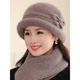 奶奶帽冬天中老年人保暖兔毛帽女冬季老太太婆婆妈妈帽子加绒盆帽